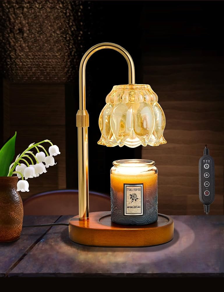 Flower Candle Warmer Lamp with Timer, Dimmable & Height Adjustable – Compatible with Jar Candle... | Amazon (US)