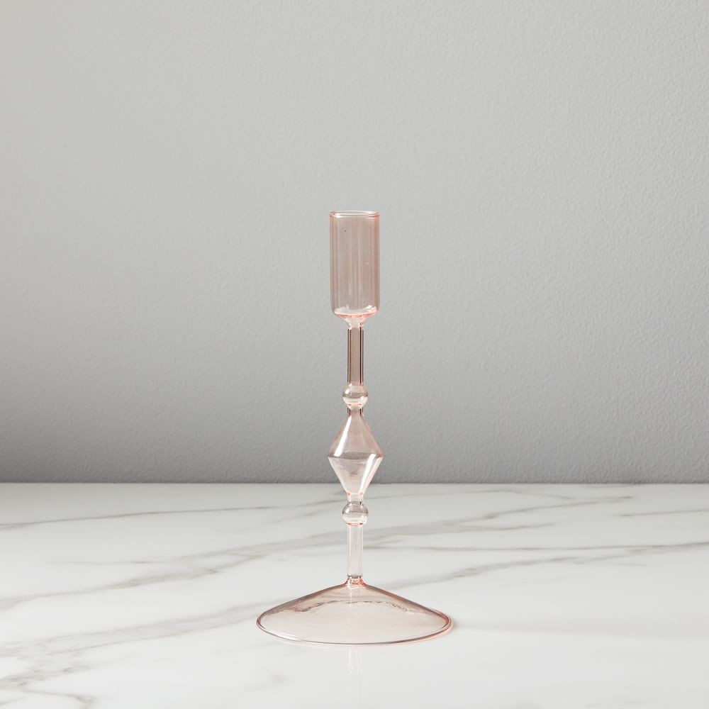 Paradiso Glass Taper Holder, Rose, Medium, Individual | West Elm (US)