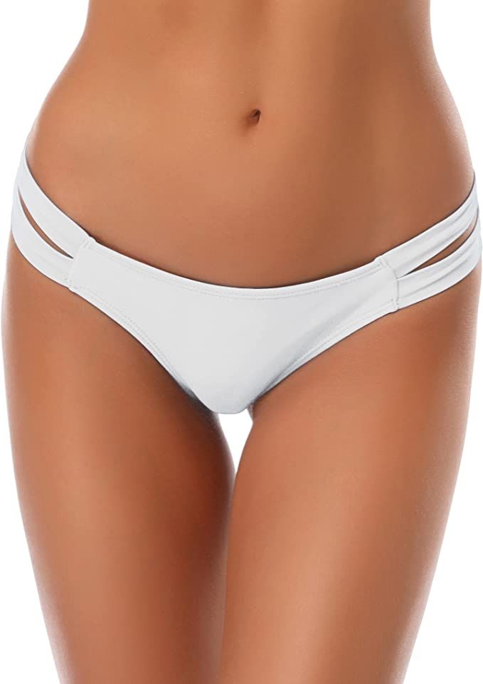 SHEKINI Bikini Bottoms Strappy Low Rise Brazilian Thong Sexy Swim Bottom for Women | Amazon (US)