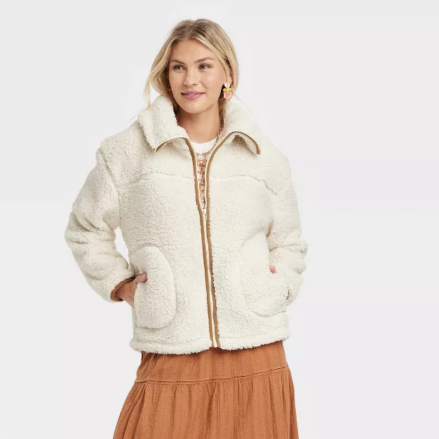 Women's Sherpa Anorak Jacket - Universal Thread™ White S | Target