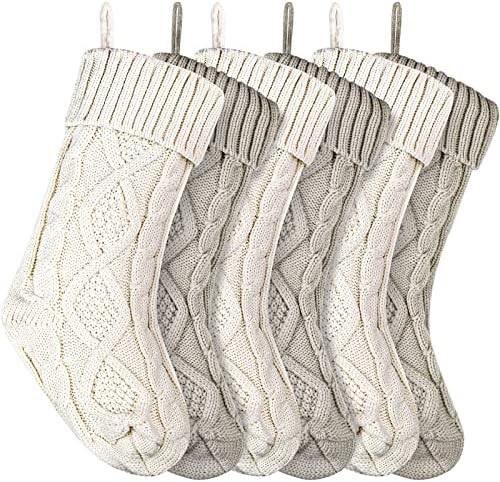 Christmas Stockings Knitted Xmas Stockings 18 Inches Double-Sided Fireplace Hanging Stockings for... | Amazon (US)