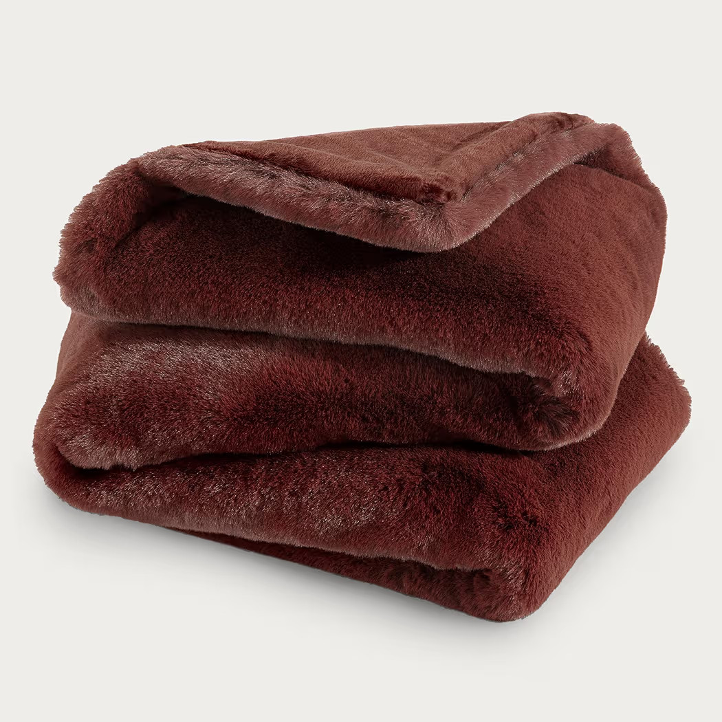 Bare Home Faux Fur Blanket - Ultra-Soft Luxurious - Cozy Warm Blanket for Couch, Sofa, Chair, Bed - Fuzzy Fluffy Super Soft - Decorative Bed Blanket, 60x47 inches (Throw, Black Cherry) | Amazon (US)
