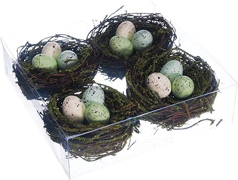 TenWaterloo Set of 4 Decorative Bird's Nests with Eggs, 3 Inches Wide | Amazon (US)