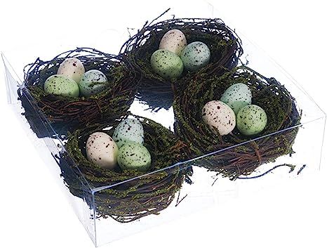 TenWaterloo Set of 4 Decorative Bird's Nests with Eggs, 3 Inches Wide | Amazon (US)