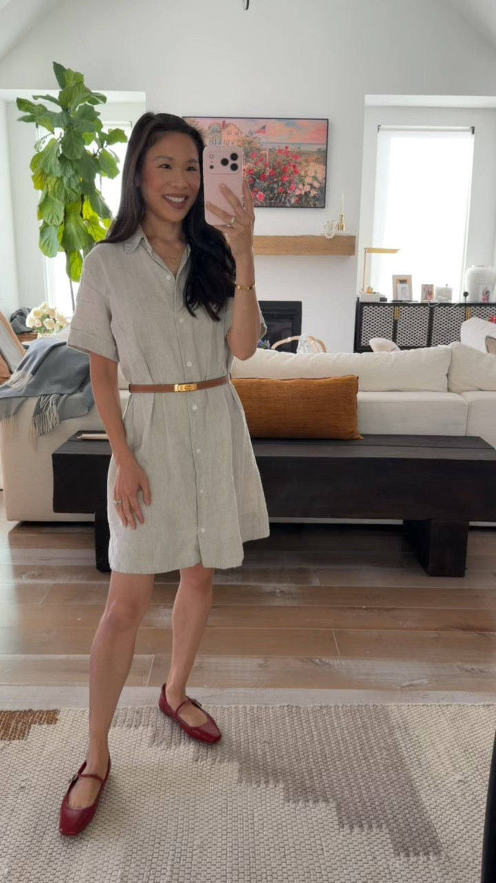 Linen dress that is on sale for 20% off! Wearing size small because I got it when I was pregnant, but still fits with the belt. Great for the summer or early fall￼
￼

#LTKootd #LTKSeasonal #LTKSaleAlert