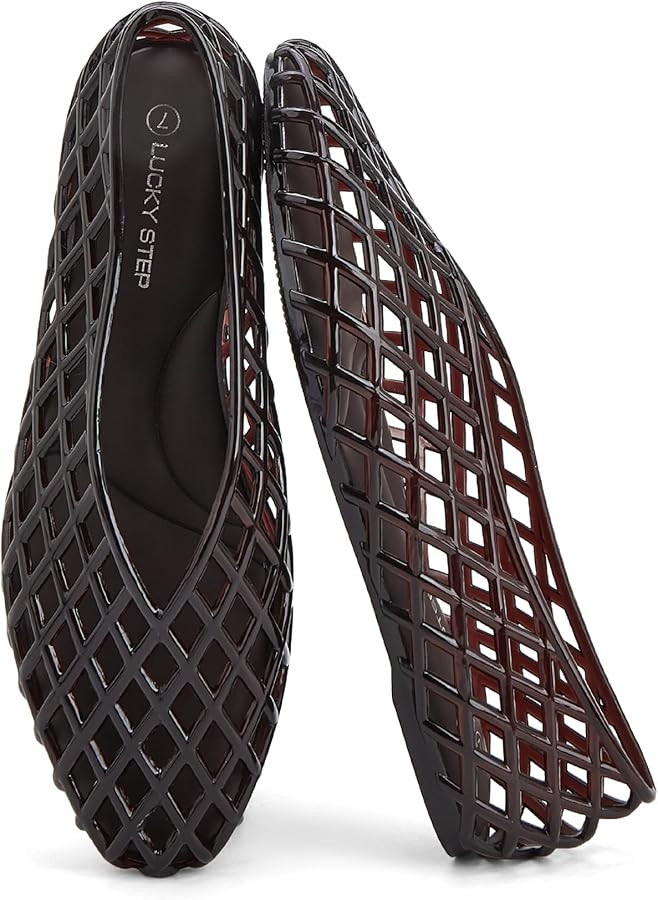 LUCKY STEP Women's Jelly Ballet Flats Mesh Casual Comfortable Jellies Shoes Clear Hollow Breathab... | Amazon (US)