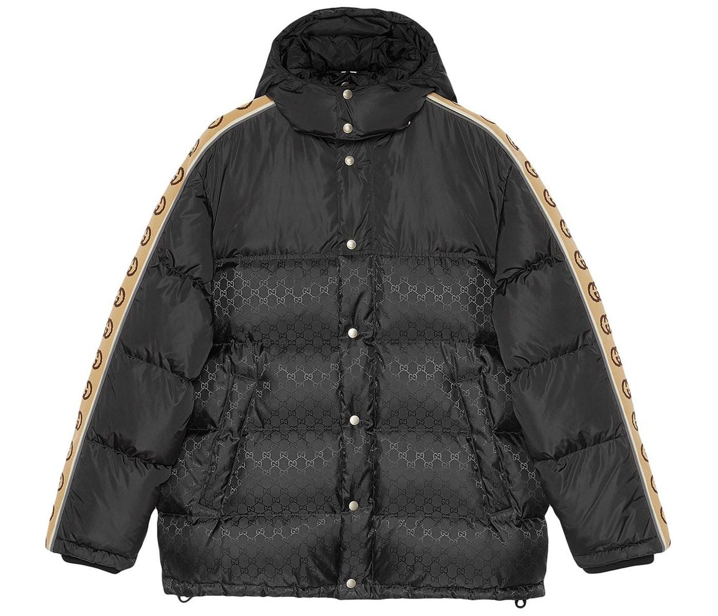 Men's Gucci GG Jacquard Tape Sleeve Down Jacket in Black | StockX