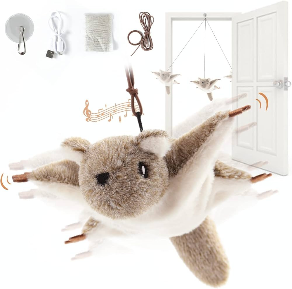 Vealind Hanging Cat Toys Interactive Flying Squirrel Mouse with Catnip, Automatic Toy Electric To... | Amazon (US)