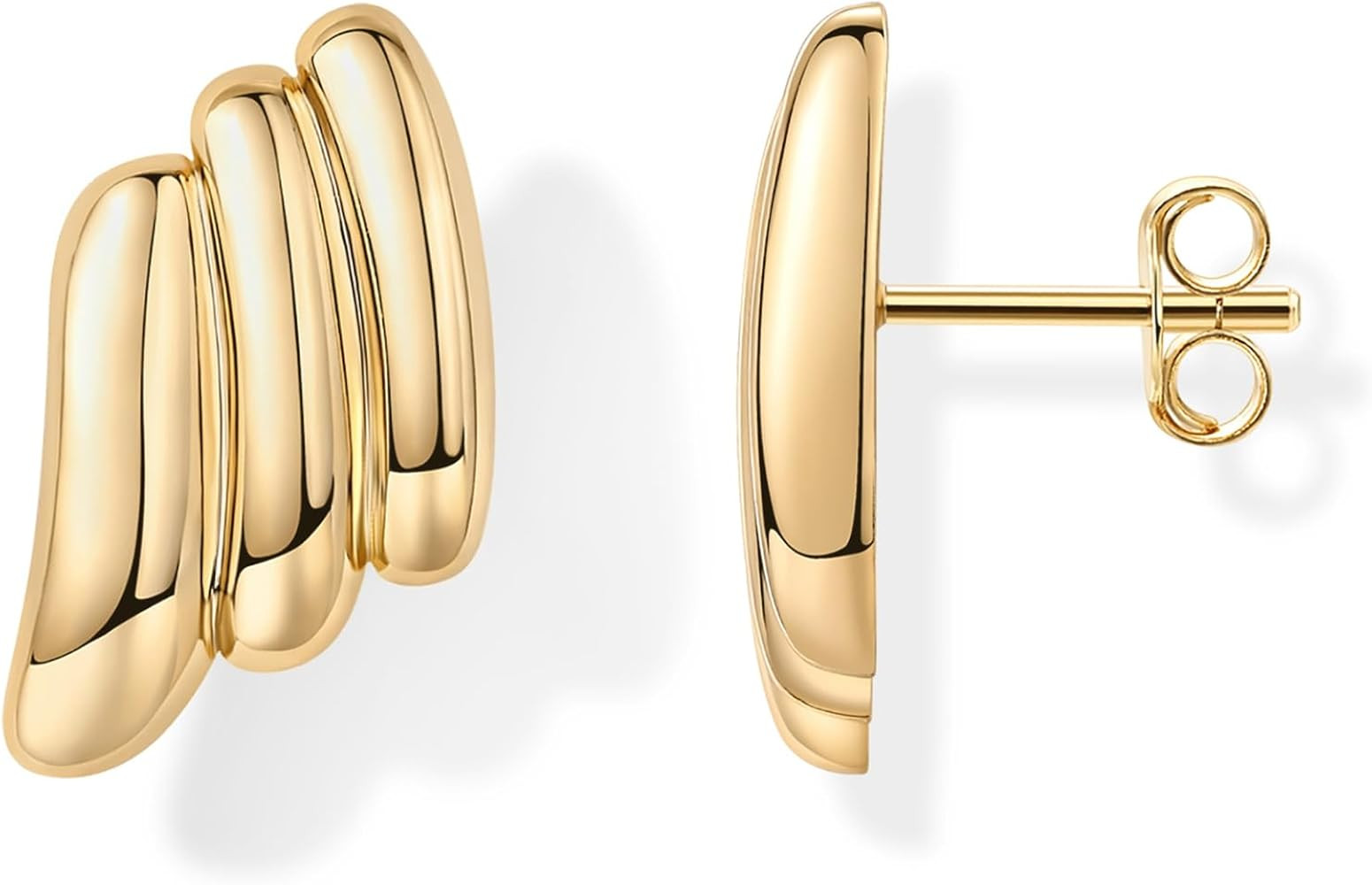 PAVOI 14K Gold Plated Chunky Vintage Earrings for Women - Drop Stud Earring | Amazon (US)