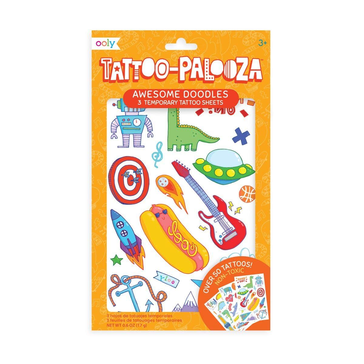 OOLY, Tattoo Palooza Skin-Friendly and Non-Toxic Temporary Tattoo for Kids - Awesome Doodles, 3 S... | Amazon (US)