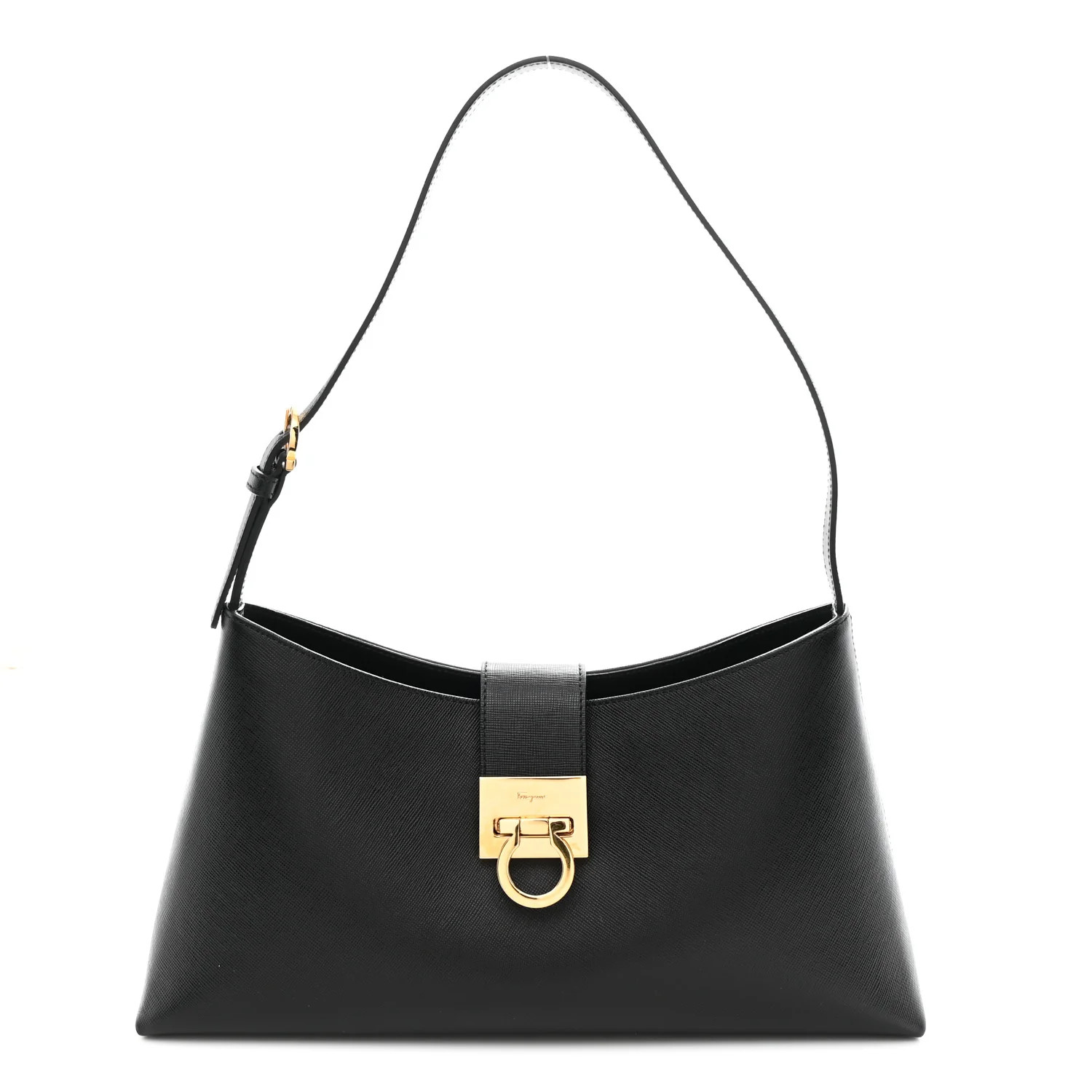 Saffiano Trifolio Shoulder Bag Black | FASHIONPHILE (US)