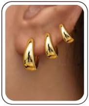 3 Pairs Gold Hoop Earrings Set for Women Trendy Chunky Small Huggie Jewelry | Amazon (US)