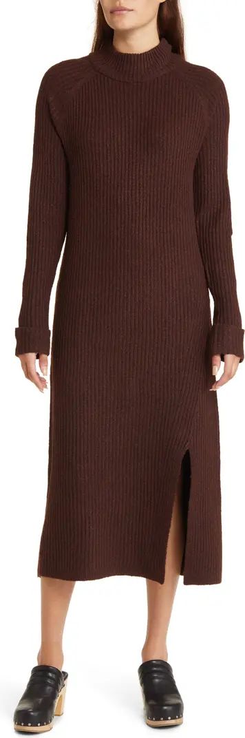 Mock Neck Long Sleeve Ribbed Sweater Dress | Nordstrom