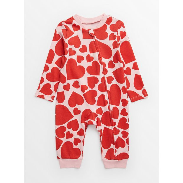 Buy Pink Valentines Heart Sleepsuit 9-12 months | Sleepsuits and pyjamas | Tu | Tu Clothing
