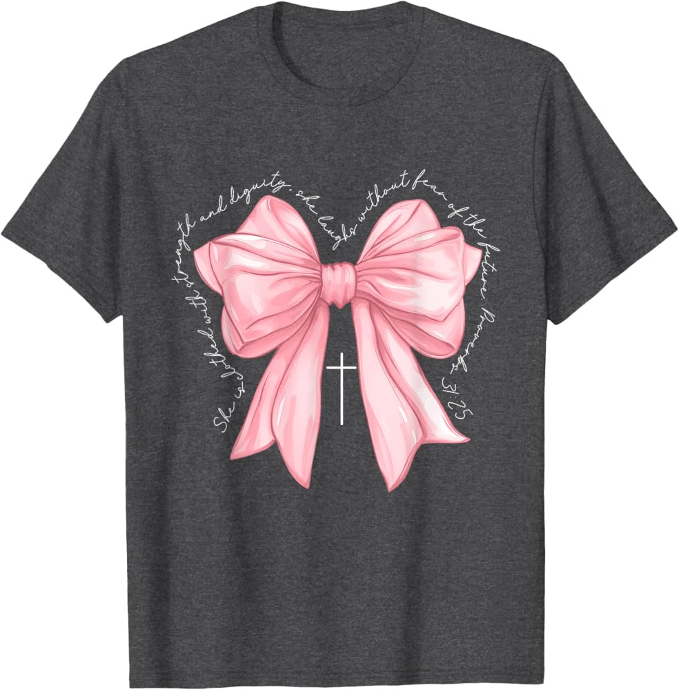 Bible Verse Pink Bow Coquette Bow Coquette Christian T-Shirt | Amazon (US)