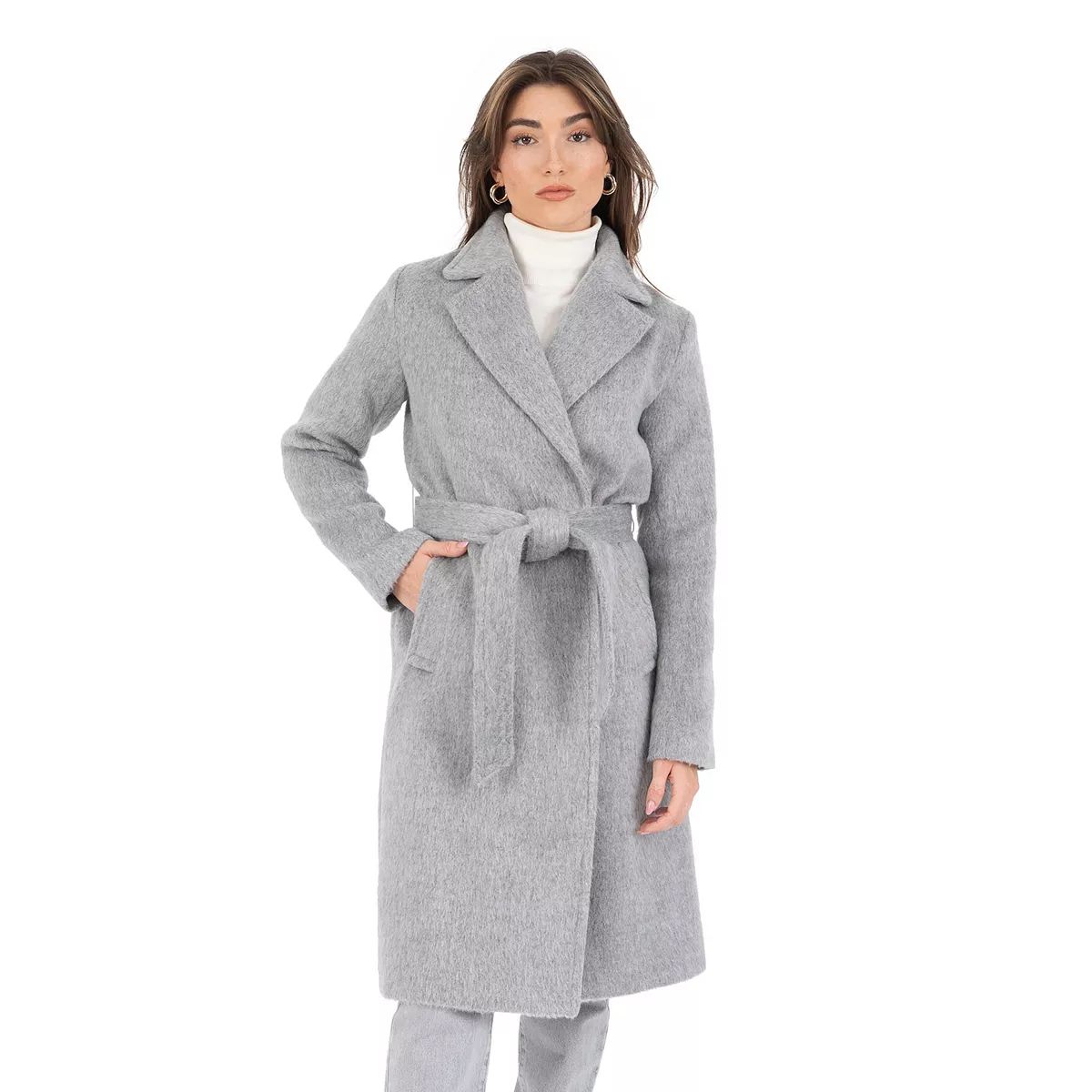 Women's Nine West Belted Wrap Faux Wool Coat | Kohl's