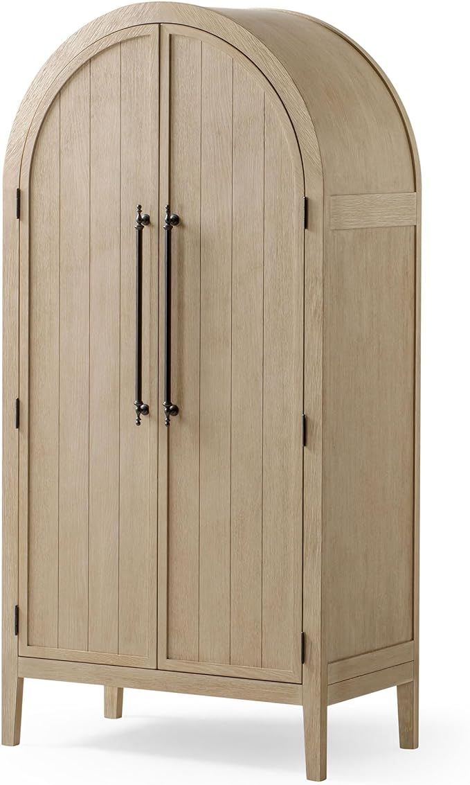 Maven Lane Selene Classical Wooden Cabinet in Antiqued White Finish | Amazon (US)