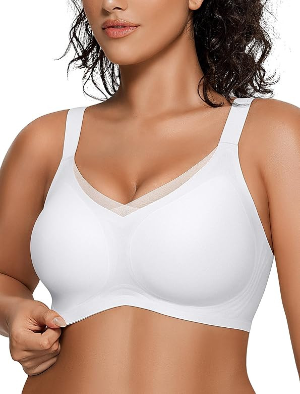 OEAK Womens Wireless Bras V Mesh Comfortable Bralette Supportive Tshirt Bra No Underwire Seamless... | Amazon (US)