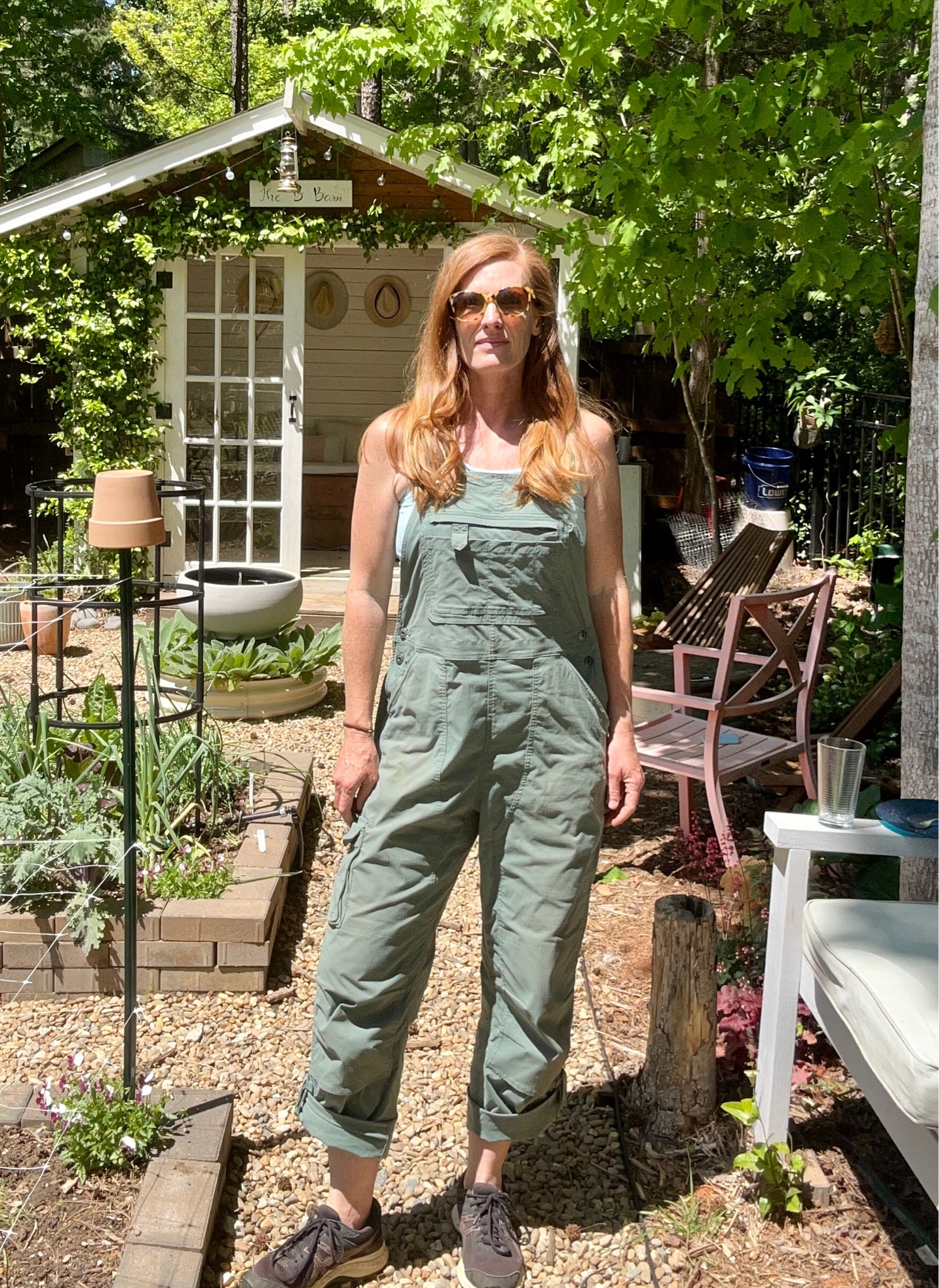 I’m 5’10” tall and weigh 157 pounds. I’m wearing the medium overalls in the 31 inch inseam. I keep them rolled up because otherwise I think they are too short. The no yank tank I’m wearing is a size small I do wish I had purchased an extra small, because they are very long  