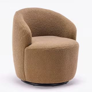 Light Brown Teddy Fabric Swivel Accent Armchair Barrel Chair AM905C-56 - The Home Depot | The Home Depot
