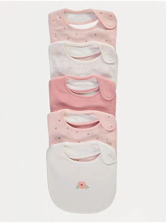 Pink Floral Bibs 5 Pack | George at ASDA