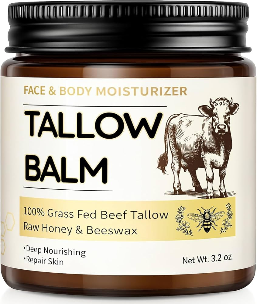 Beef Tallow for Skin, Organic Tallow and Honey Balm for Face, Natural Face Moisturizer, Grass Fed... | Amazon (US)