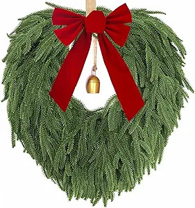 24" Norfolk Pine Wreath, Artificial Christmas Wreaths, Real Touch Green Winter Garland for Front ... | Amazon (US)