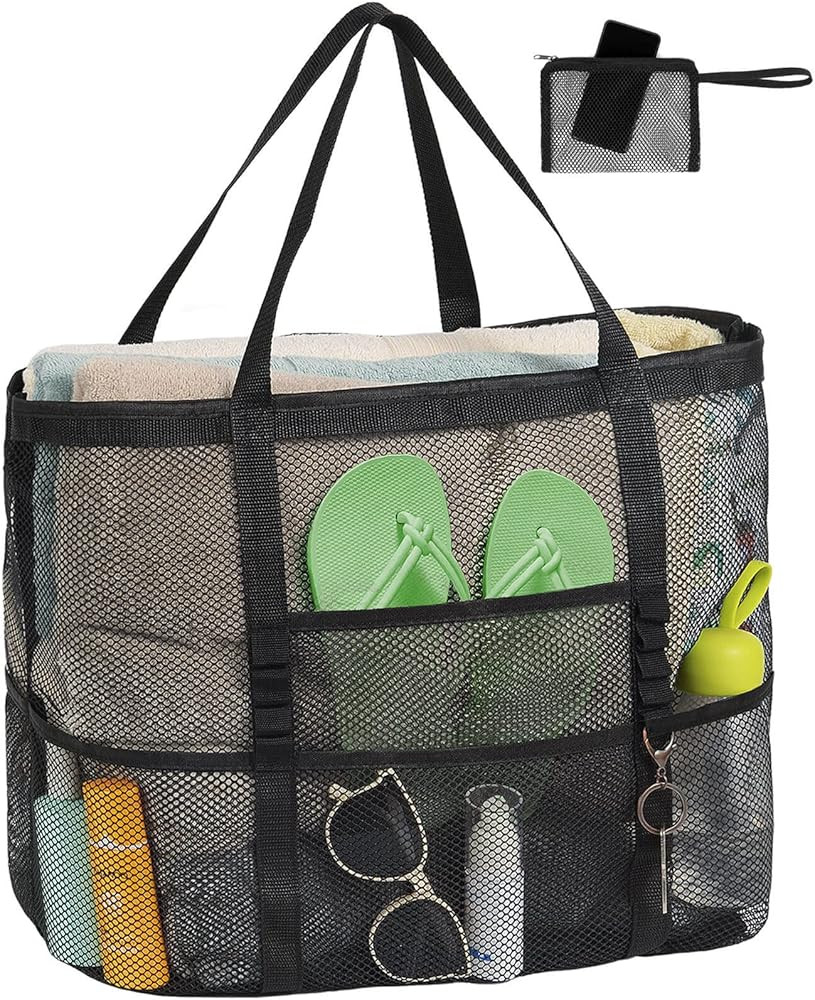 iminuo Mesh Beach Bag Waterproof Sandproof - Large Tote Bags for Women, Beach Essentials for Vaca... | Amazon (US)