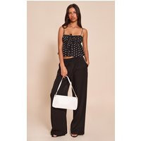 Petite Black Wide Leg Tailored Pants | PrettyLittleThing US