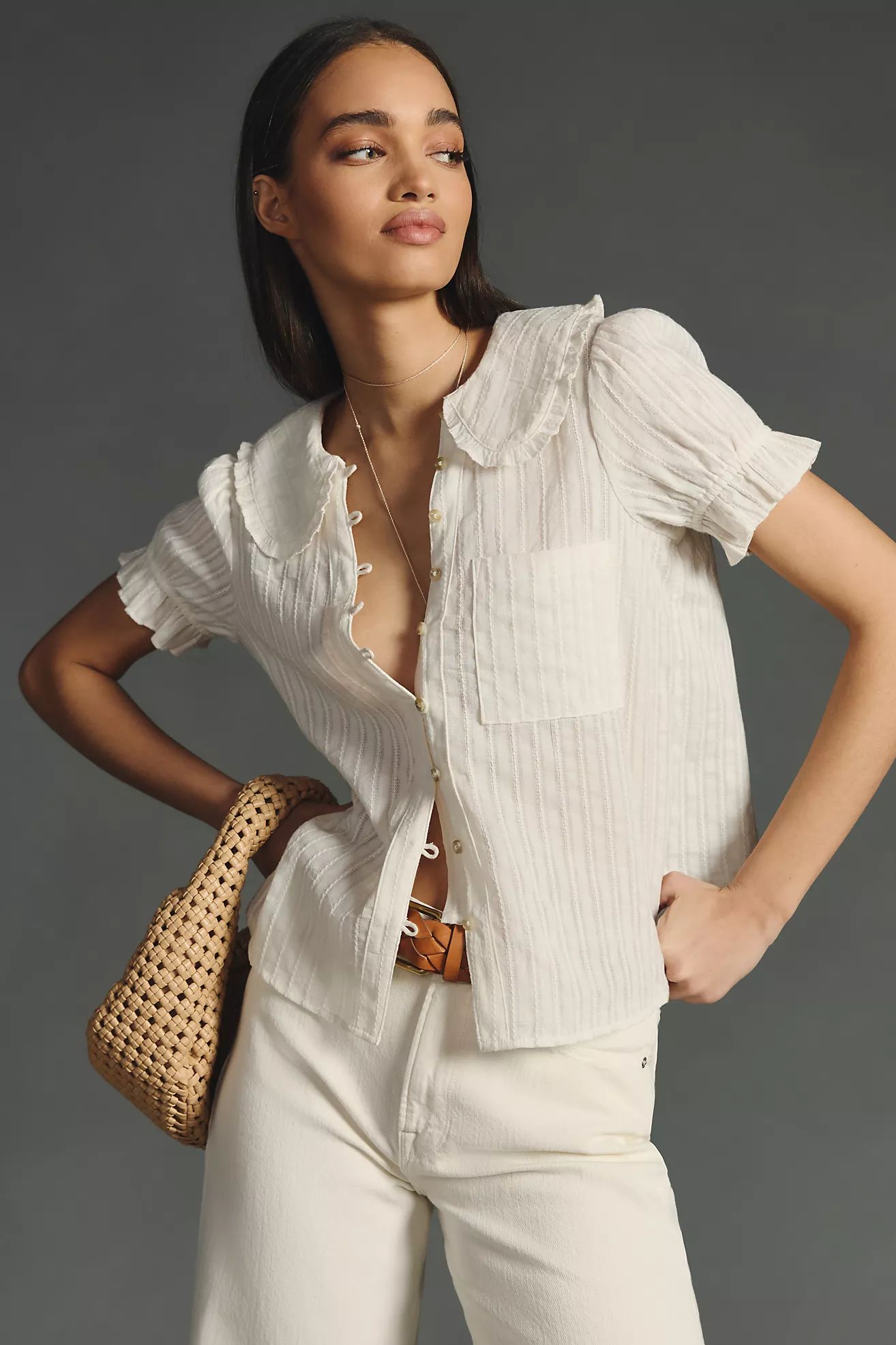 Pilcro Puff-Sleeve Blouse | Anthropologie (US)