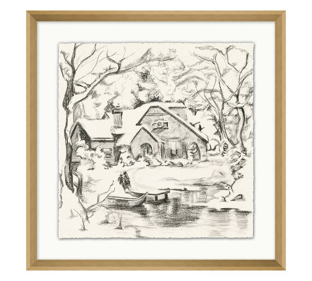 Cozy Cabin Sketch 1 Natural Woodgrain Frame 21""x21 | Pottery Barn (US)