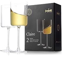 JoyJolt White Wine Glasses – Claire Collection 11.4 Ounce Wine Glasses Set of 2 – Deluxe Crys... | Amazon (US)
