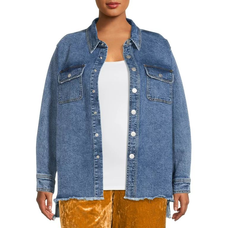 Terra & Sky Women's Plus Size Denim Shirt Jacket | Walmart (US)