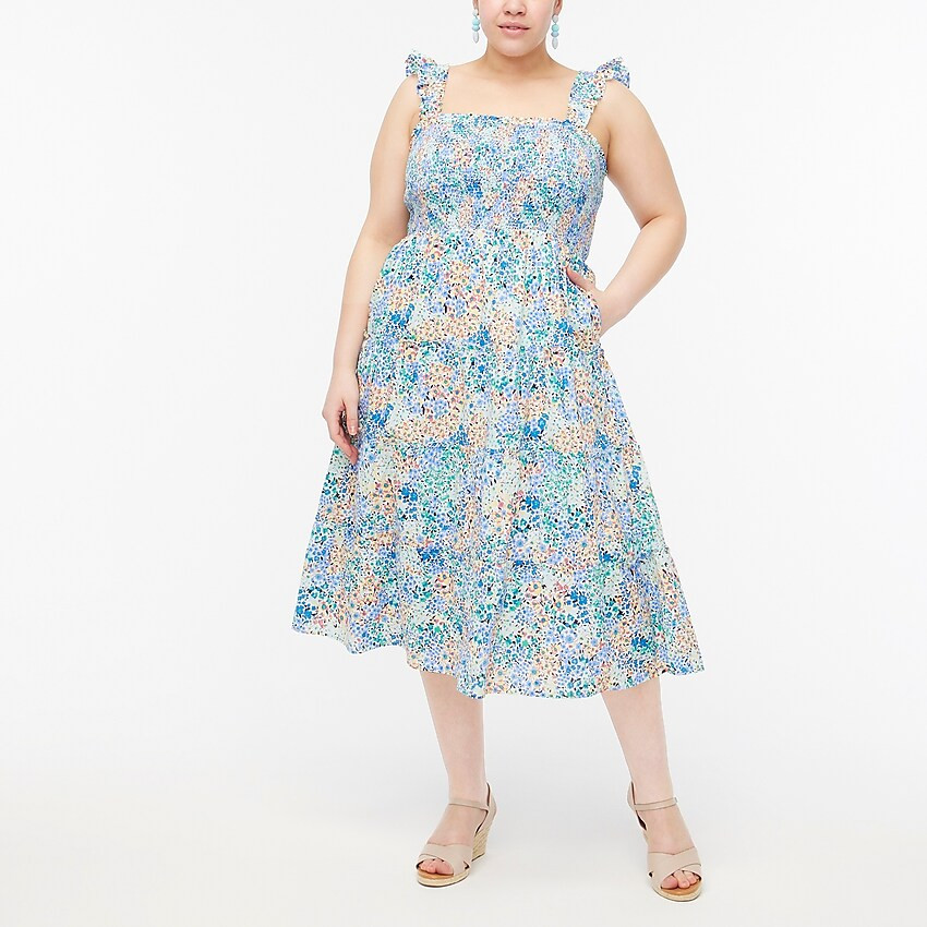 Factory: Floral Smocked Tiered Midi Dress For Women | J.Crew Factory
