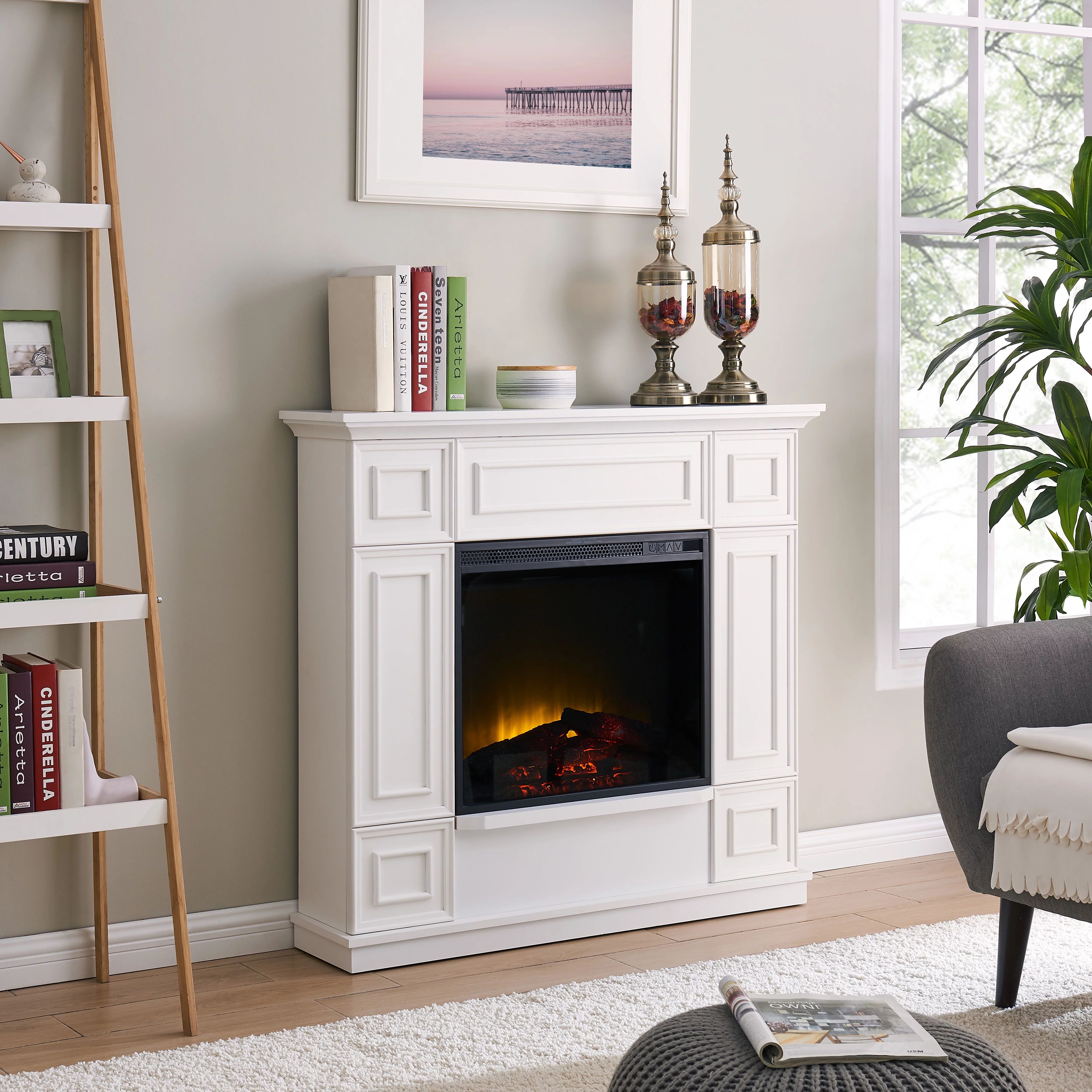Bold Flame 43.31 inch Electric Fireplace free standing in White - Walmart.com | Walmart (US)