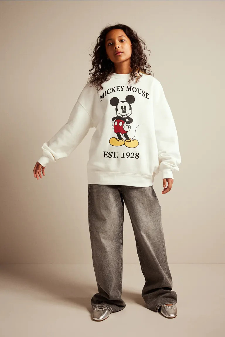 Oversized Sweatshirt - White/Mickey Mouse - Kids | H&M US | H&M (US + CA)