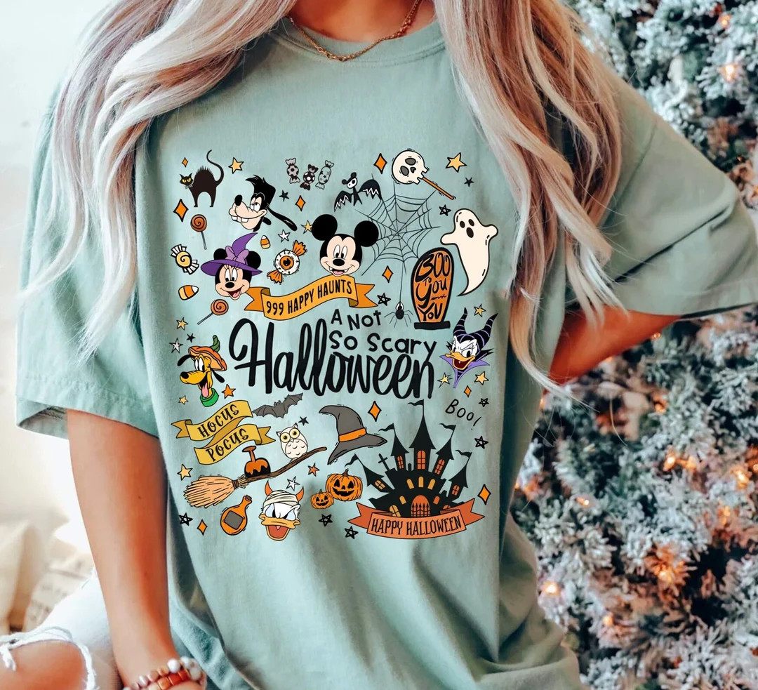 Mickey & Friends Disneyland Halloween Comfort Colors Shirt, Mickey Not So Scary Halloween Party M... | Etsy (US)