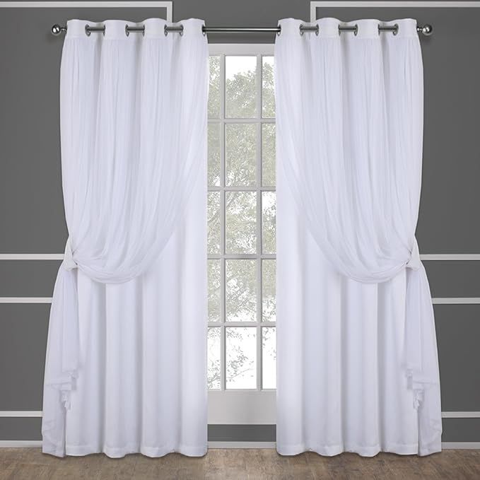 Exclusive Home Catarina Layered Solid Room Darkening Blackout and Sheer Grommet Top Curtain Panel... | Amazon (US)