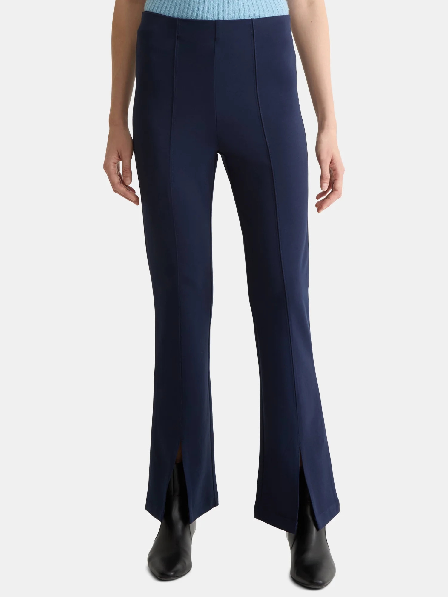 Time and Tru Women's Flare Ponte Pants with Front Slit, 30" Inseam Regular, Sizes XS-XXXL | Walmart (US)