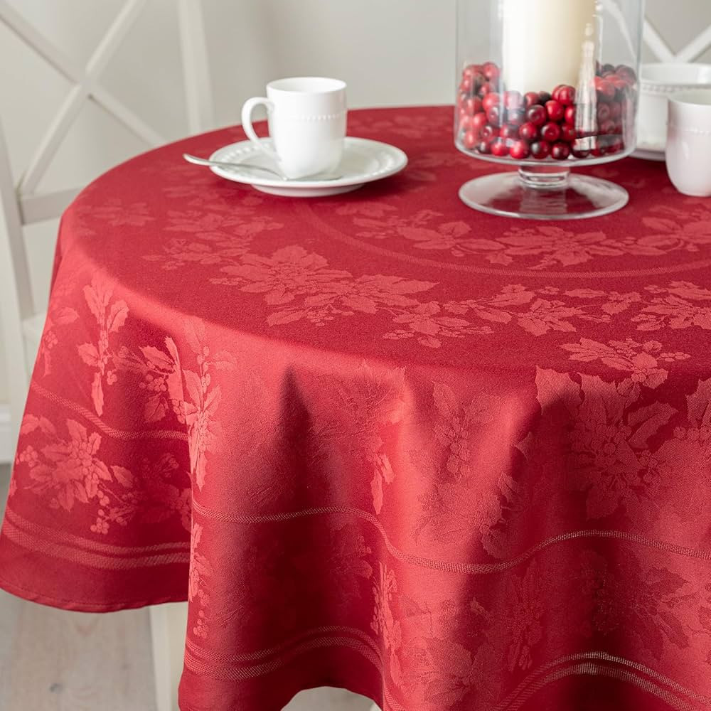 Benson Mills Holiday Elegance Heavyweight Engineered Jacquard Fabric Table Cloth, Holiday, Winter... | Amazon (US)