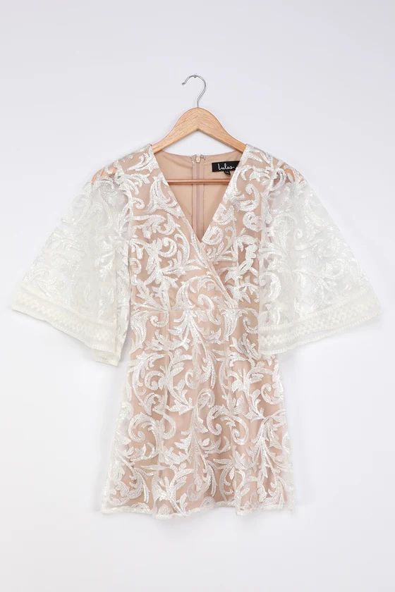 Celebration Hour White Sequin Embroidered Mini Dress | Lulus (US)