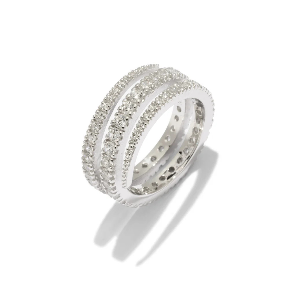 Silver Swirl Ring with White Stones | Rosie Fortescue Jewellery