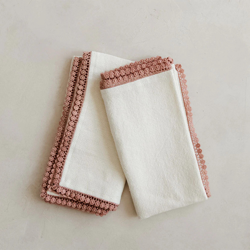 Heavyweight Table Linens with Lace Detail - Cream | Roan Iris