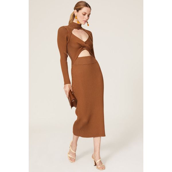 Amur Guadalupe Cutout Knit Dress brown | Rent the Runway