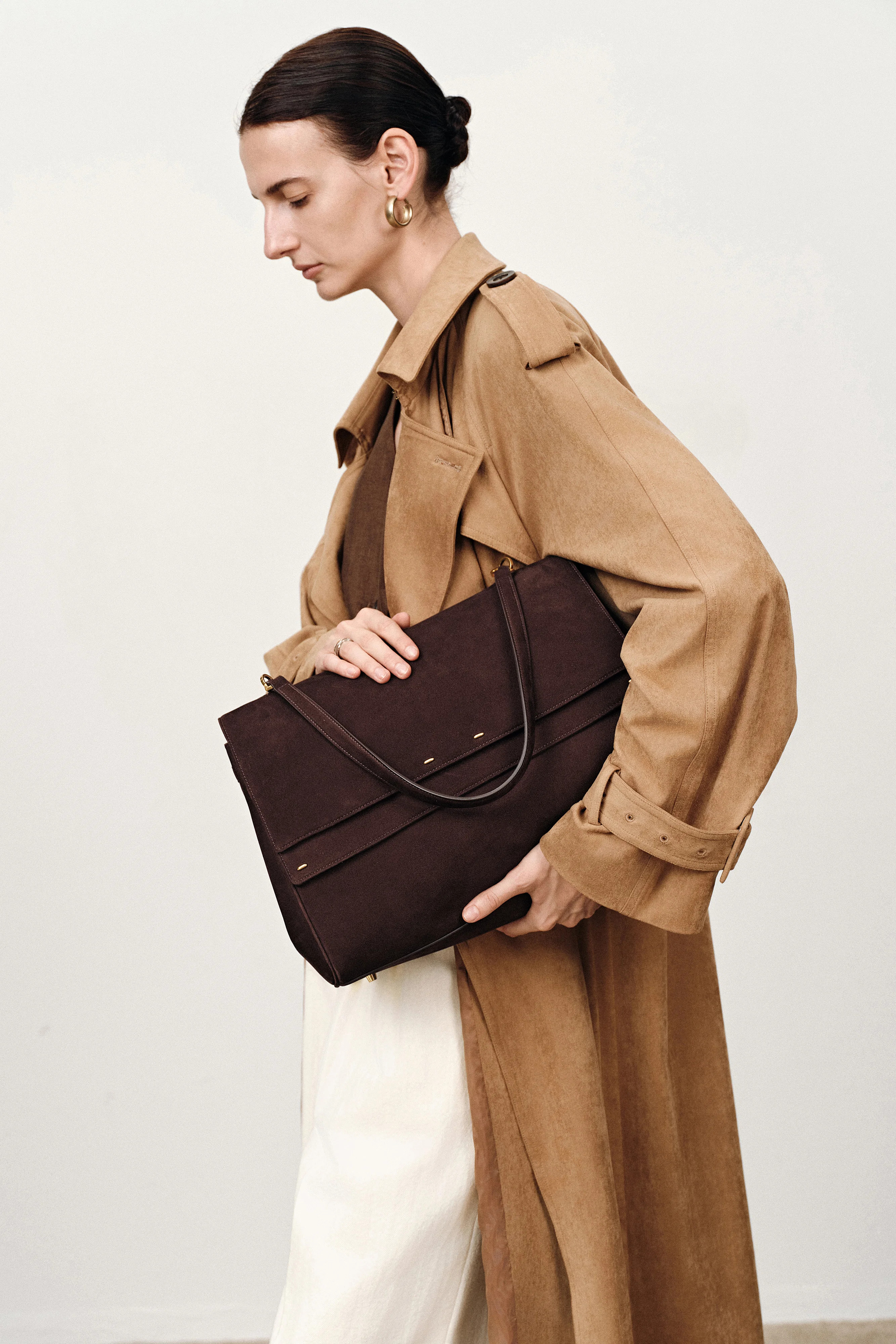 Rialto Double Flap Handbag in Top-Grain Nubuck Leather | Fabrique