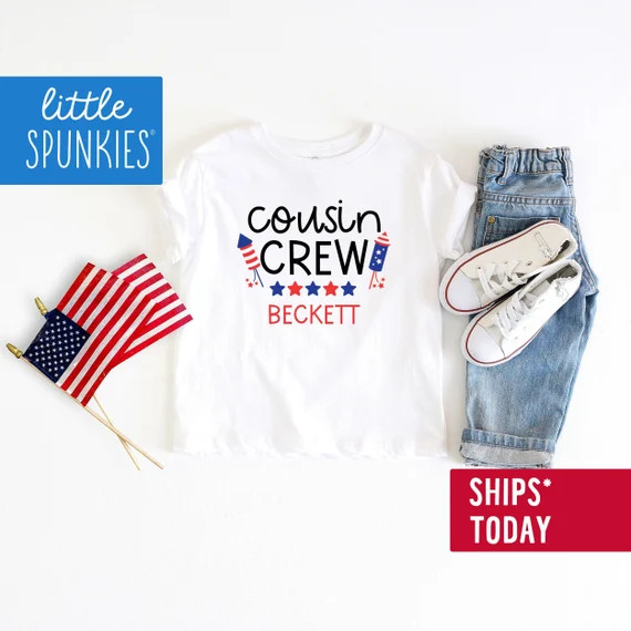 4th of July Cousin Crew Shirt, Matching Cousins Outfit, Custom Name Onesie® | Etsy (US)