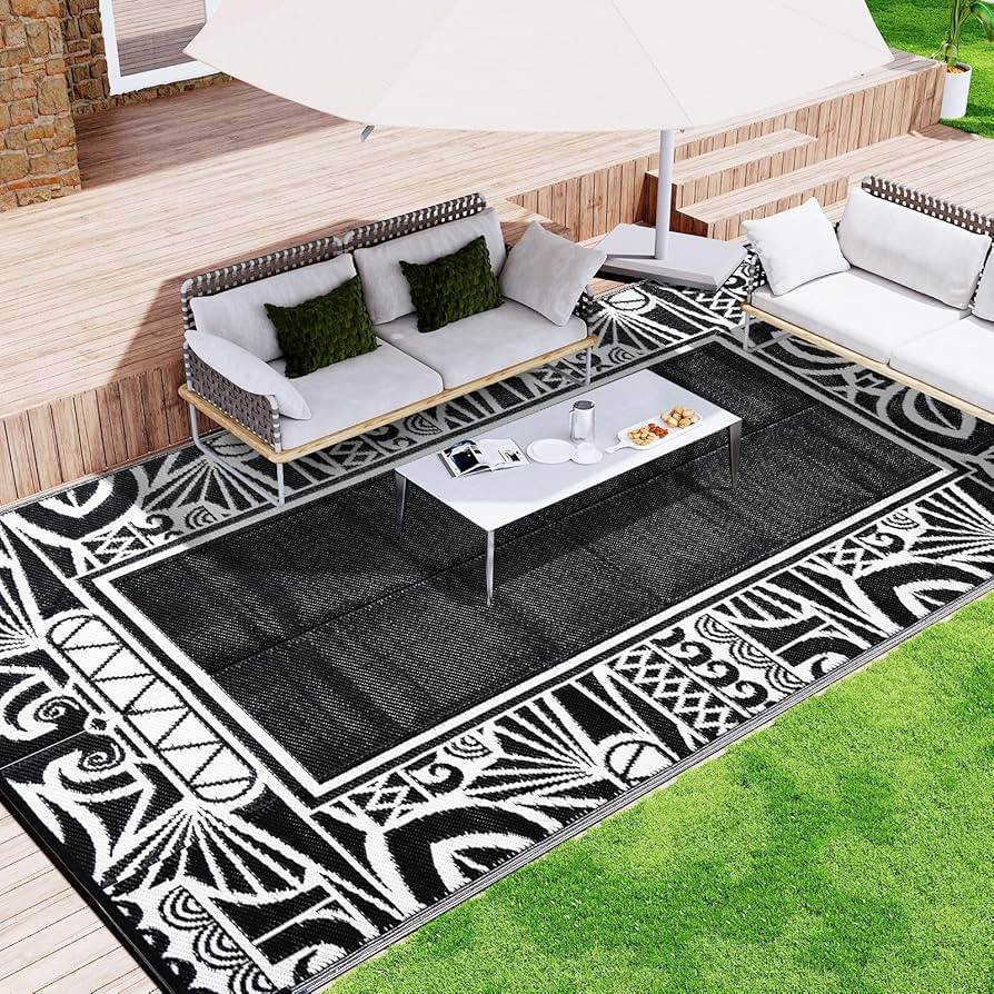WondRg Outdoor Waterproof Patio Rug 5x8 Plastic Straw Reversible Lightweight Outdoor Area Carpet ... | Amazon (US)