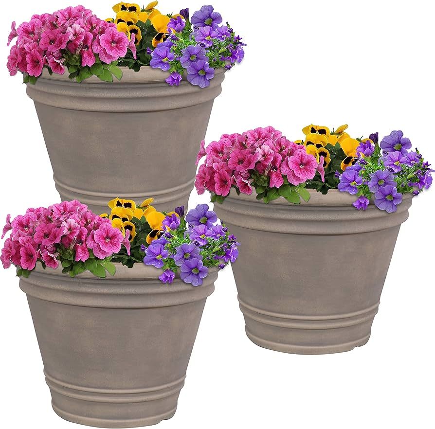 Sunnydaze Franklin Flower Pot Planter - Outdoor/Indoor Unbreakable Polyresin Container - UV-Resis... | Amazon (US)