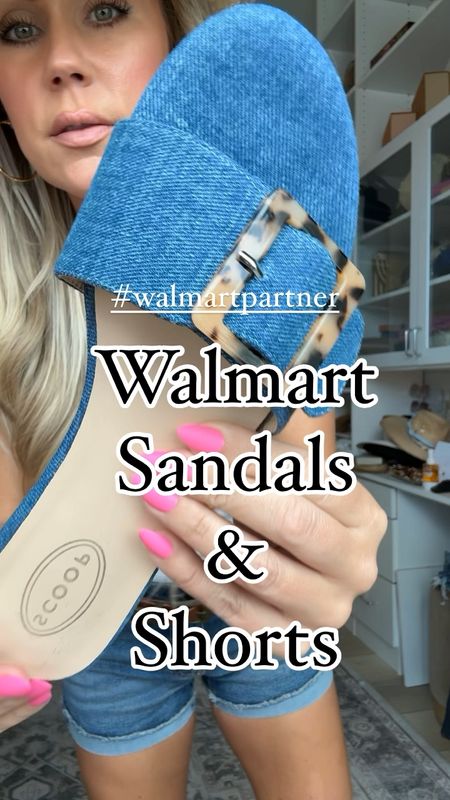 #walmartpartner @walmartfashion #walmartfashion Walmart denim shorts and women’s sandals. I sized up one in the shorts. 

#LTKover40 #LTKActive #LTKfindsunder50