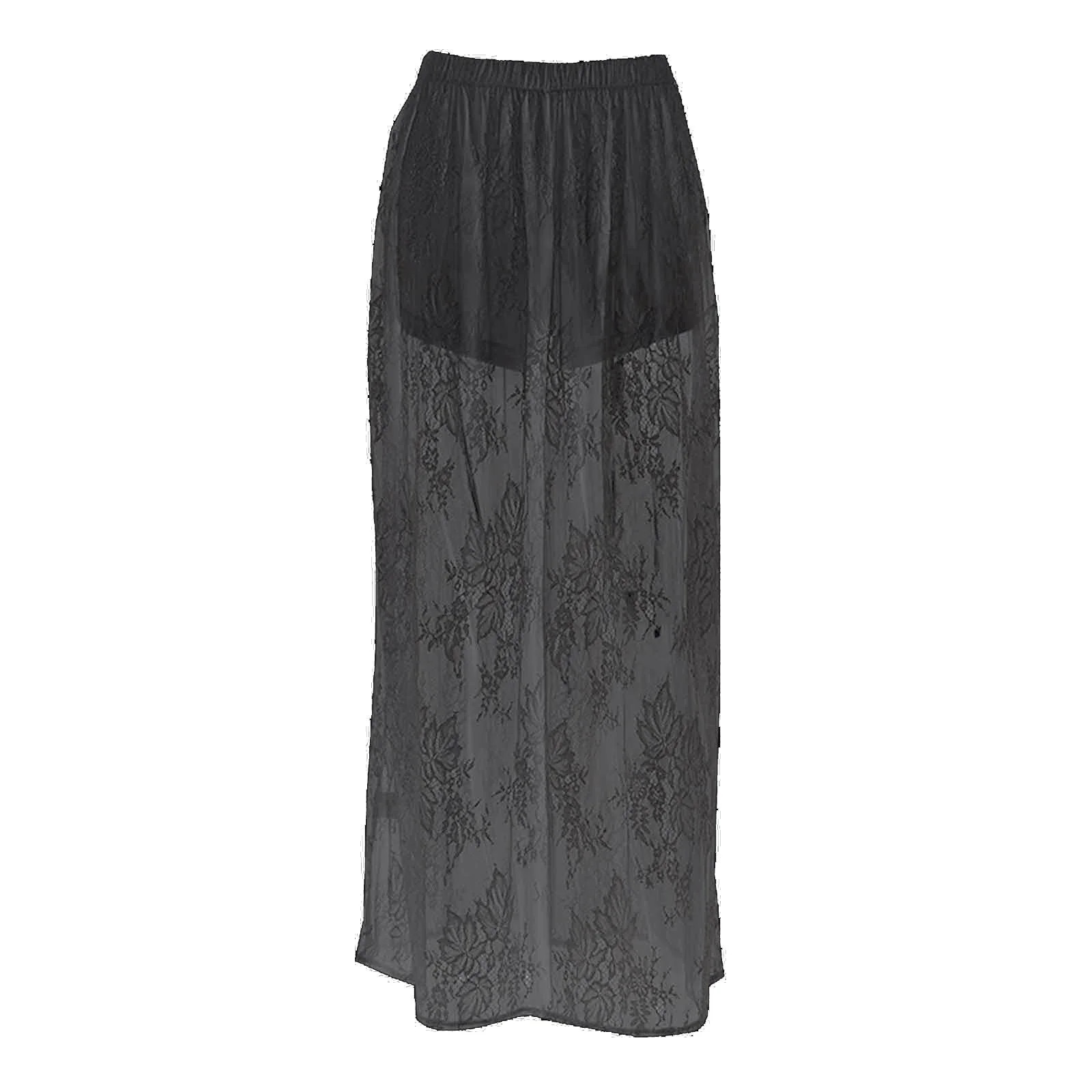 GJSYRH Women's Sheer Mesh Lace Maxi Skirt Y2k See Through Flowy Long Skirt - Walmart.com | Walmart (US)